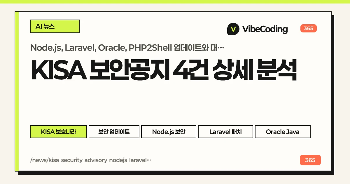 KISA 보안공지 4건 상세 분석 | Node.js, Laravel, Oracle, PHP2Shell 업데이트와 대응 수칙