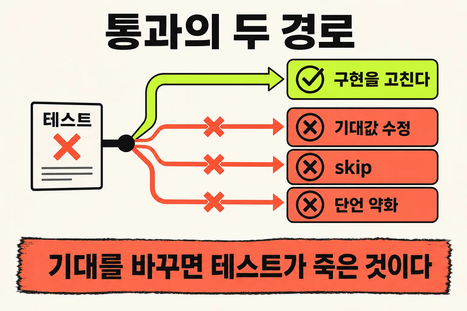 테스트 통과의 두 경로