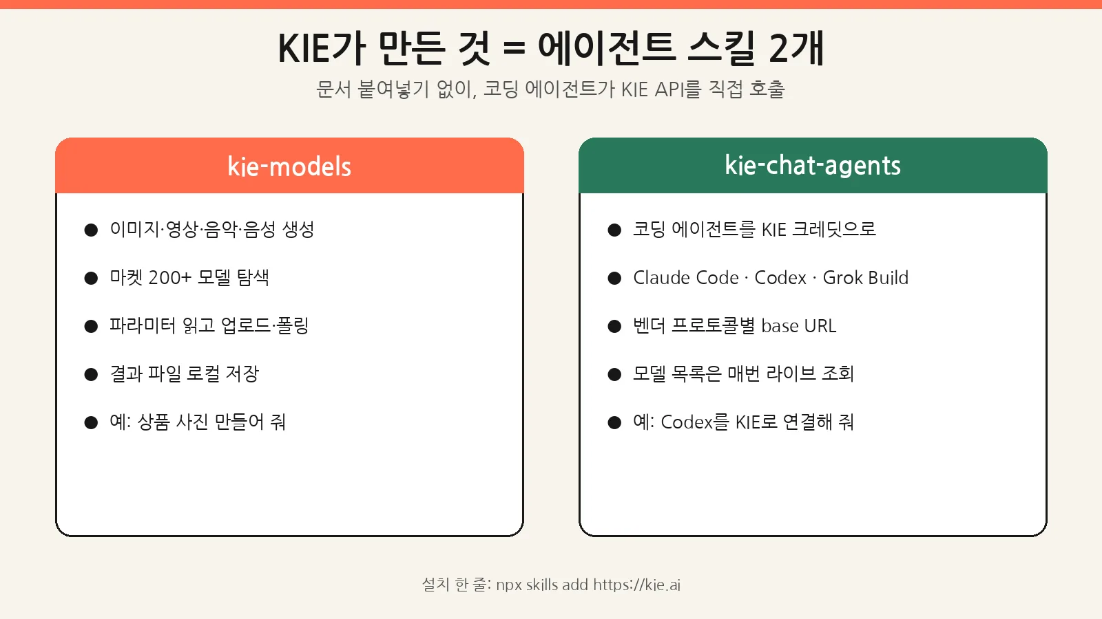 KIE가 만든 것 에이전트 스킬 2개
