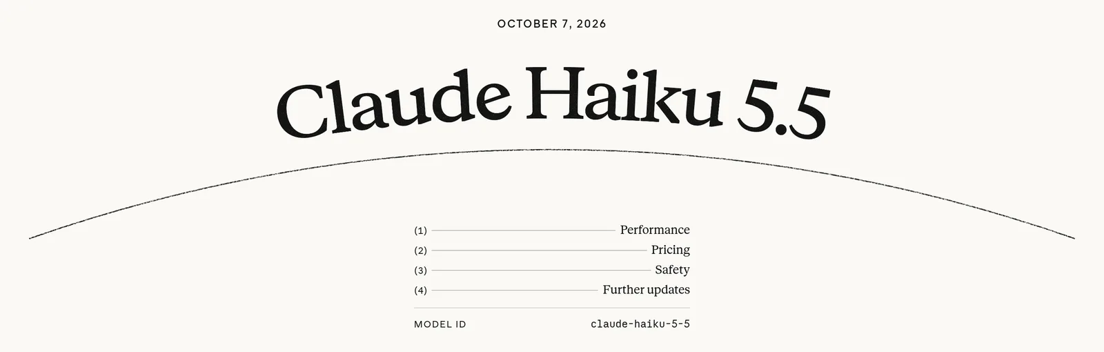 Anthropic 공식 발표 페이지 첫 화면, 모델 ID claude-haiku-5-5 표시